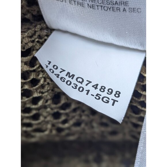 Jones New York Signature Womens Large Open Knit Cardigan Sweater Gold Open Front - Picture 8 of 8